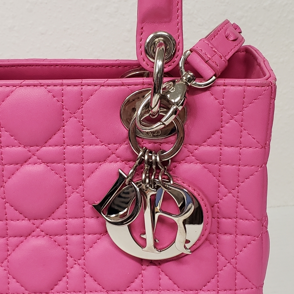 Authentic Dior Lady Dior Pink Cannage Leather Medium Bag - Picture 8 of 16
